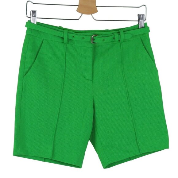 Diane Von Furstenberg Pants - Diane Von Furstenberg Women 2 New Boymuda Green High Waisted Belt Bermuda Shorts